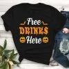 Free drinks here Unisex Halloween t-shirt