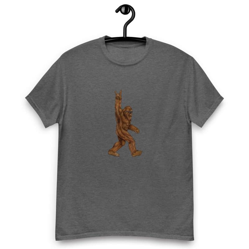 Rock On Bigfoot Sasquatch Loves Rock And Roll Sunglasses On Unisex T-Shirt