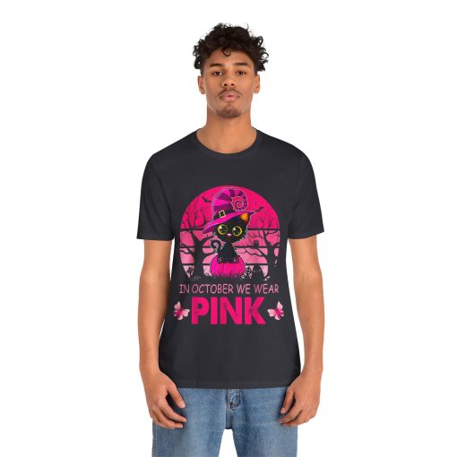 In October We Wear Pink Cute Cat Breast Cancer Awareness tshirt - Image 4