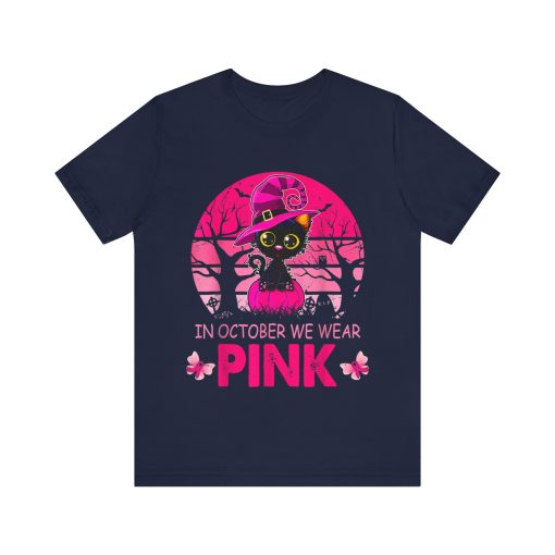 In October We Wear Pink Cute Cat Breast Cancer Awareness tshirt - Image 28
