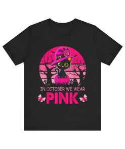 In October We Wear Pink Cute Cat Breast Cancer Awareness tshirt