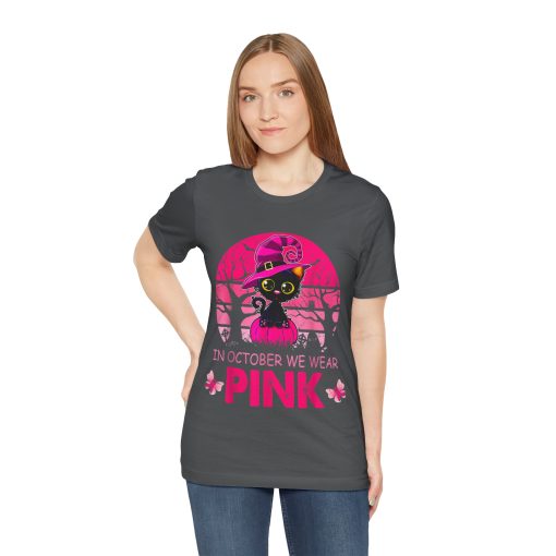 In October We Wear Pink Cute Cat Breast Cancer Awareness tshirt - Image 15