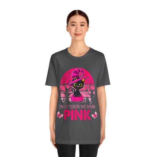 In October We Wear Pink Cute Cat Breast Cancer Awareness tshirt - Image 11