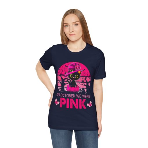 In October We Wear Pink Cute Cat Breast Cancer Awareness tshirt - Image 31