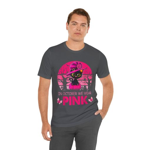 In October We Wear Pink Cute Cat Breast Cancer Awareness tshirt - Image 13
