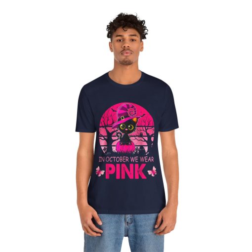 In October We Wear Pink Cute Cat Breast Cancer Awareness tshirt - Image 30