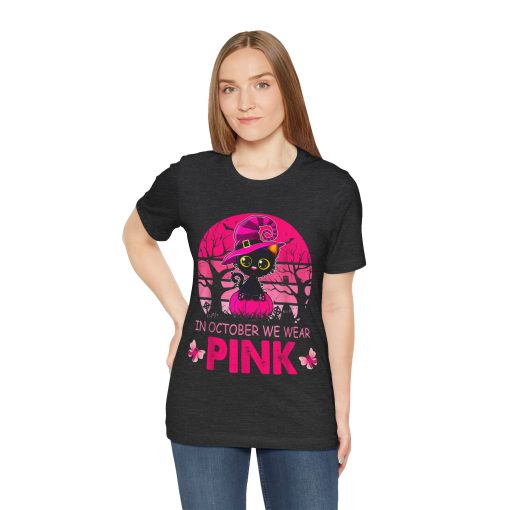 In October We Wear Pink Cute Cat Breast Cancer Awareness tshirt - Image 22