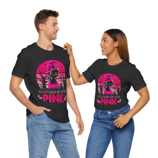 In October We Wear Pink Cute Cat Breast Cancer Awareness tshirt - Image 27