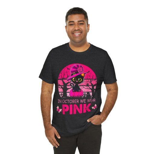 In October We Wear Pink Cute Cat Breast Cancer Awareness tshirt - Image 25