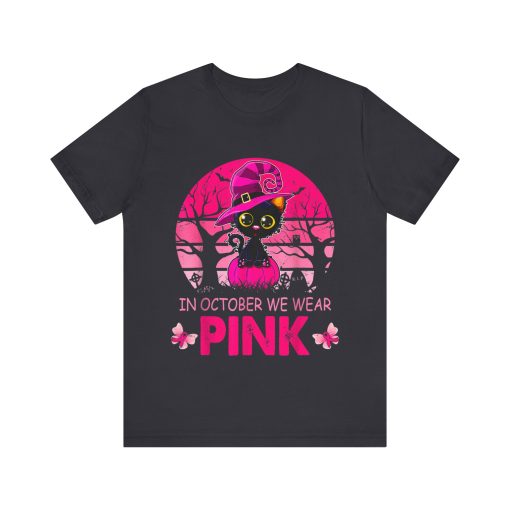 In October We Wear Pink Cute Cat Breast Cancer Awareness tshirt - Image 3