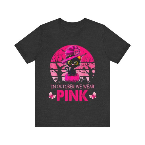 In October We Wear Pink Cute Cat Breast Cancer Awareness tshirt - Image 19