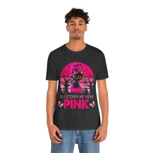 In October We Wear Pink Cute Cat Breast Cancer Awareness tshirt - Image 21