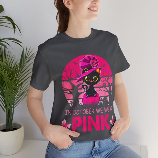 In October We Wear Pink Cute Cat Breast Cancer Awareness tshirt - Image 17
