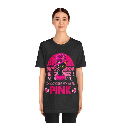In October We Wear Pink Cute Cat Breast Cancer Awareness tshirt - Image 20