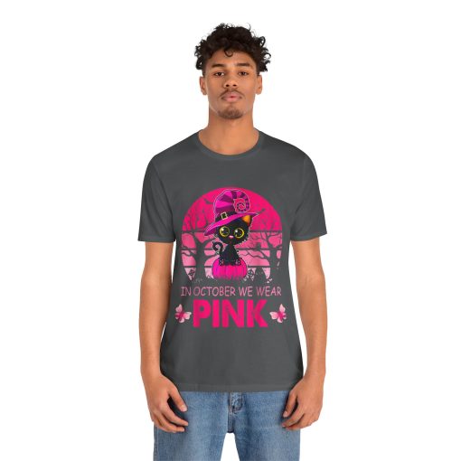 In October We Wear Pink Cute Cat Breast Cancer Awareness tshirt - Image 12
