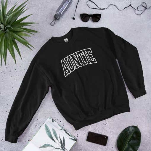 Womens Aunt Sweatshirt Cool Aunt Crewneck Sweatshirt Auntie Letter Print Long Sleeve Pullover Top