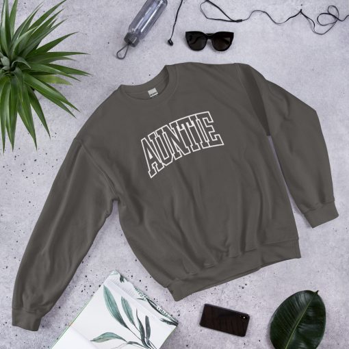 Womens Aunt Sweatshirt Cool Aunt Crewneck Sweatshirt Auntie Letter Print Long Sleeve Pullover Top