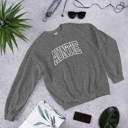 Womens Aunt Sweatshirt Cool Aunt Crewneck Sweatshirt Auntie Letter Print Long Sleeve Pullover Top - Image 8