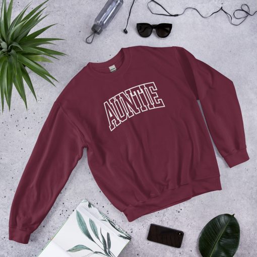 Womens Aunt Sweatshirt Cool Aunt Crewneck Sweatshirt Auntie Letter Print Long Sleeve Pullover Top - Image 4