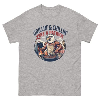 Funny Patriotic Eagle BBQ Shirt – Grillin’ & Chillin’ Like A Patriot Unisex T-shirt