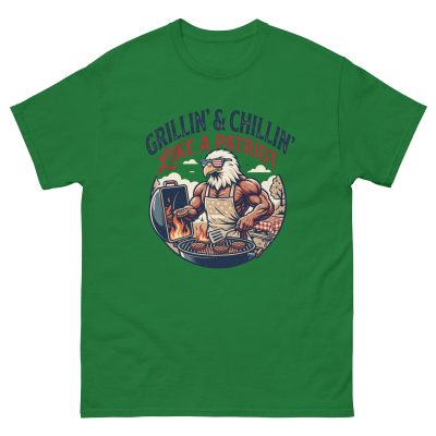 Funny Patriotic Eagle BBQ Shirt – Grillin’ & Chillin’ Like A Patriot Unisex T-shirt