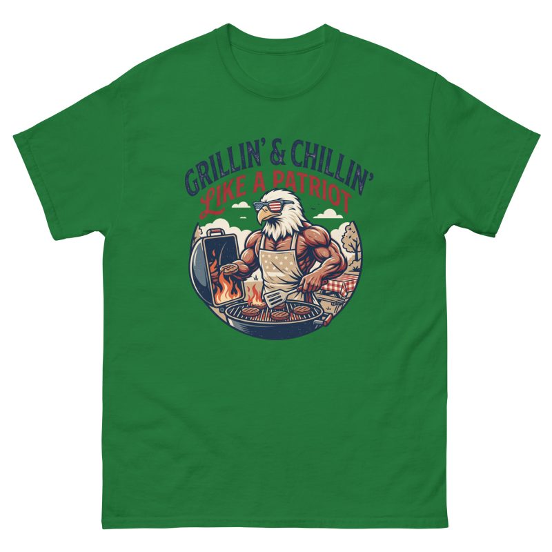 Funny Patriotic Eagle BBQ Shirt – Grillin’ & Chillin’ Like A Patriot Unisex T-shirt